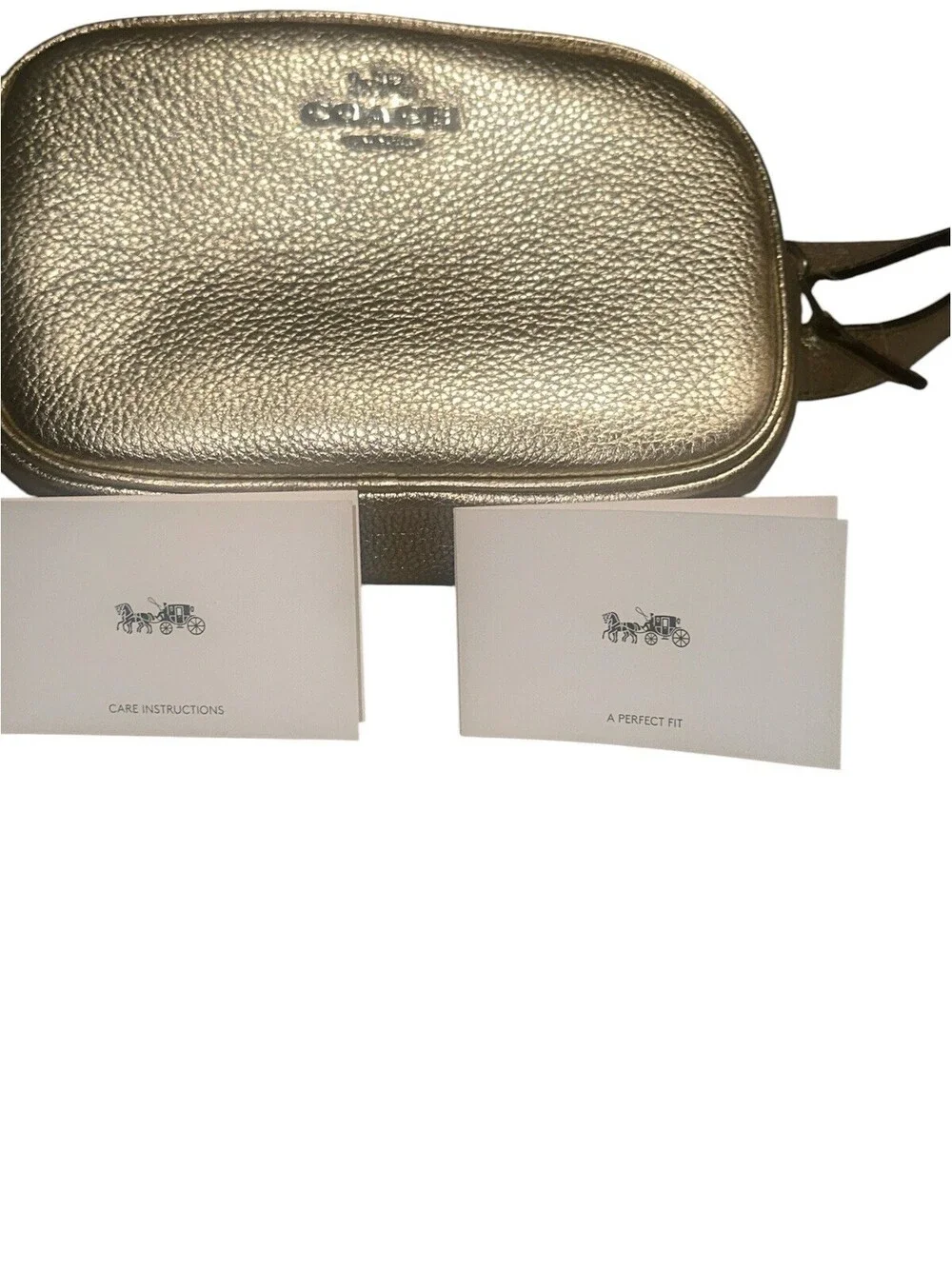 New COACH Metallic Gold Leather Fanny Pack Belt Bag